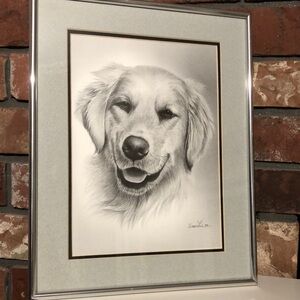 Dog pencil art print by artist Sam Lu